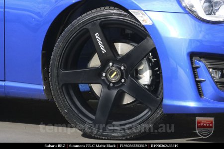 19x8.0 19x9.0 Simmons FR-C Matte Black on SUBARU BRZ