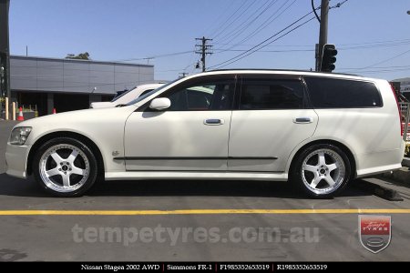 19x8.5 19x9.5 Simmons FR-1 White on NISSAN STAGEA