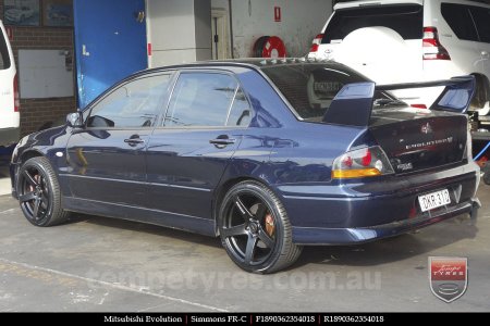 18x8.0 18x9.0 Simmons FR-C Matte Black NCT on Mitsubishi Evolution