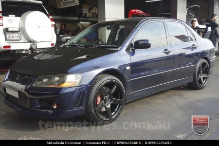 18x8.0 18x9.0 Simmons FR-C Matte Black NCT on Mitsubishi Evolution