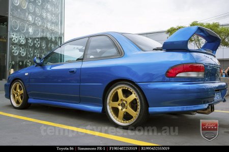 18x7.0 18x8.5 Simmons FR-1 Gold on SUBARU WRX