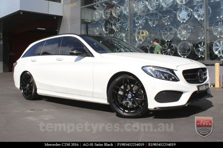 19x8.5 AG-01 Satin Black on MERCEDES C-Class