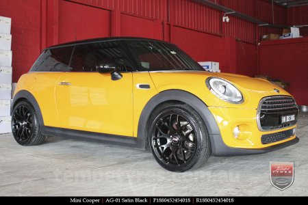 18x8.0 AG-01 Satin Black on MINI COOPER