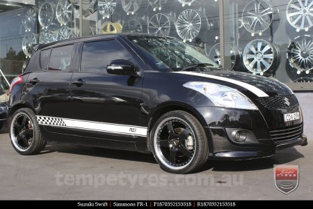 18x7.0 18x8.5 Simmons FR-1 Gloss Black on SUZUKI SWIFT