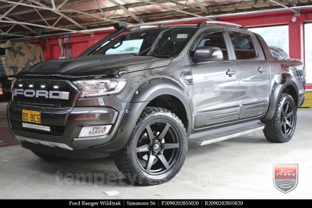 20x9.0 Simmons S6 Matte Black on FORD RANGER WILDTRAK