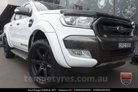 20x9.0 Simmons S6 Matte Black on FORD RANGER WILDTRAK