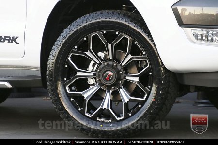 20x9.0 Simmons MAX X11 BKWAA on FORD RANGER WILDTRAK