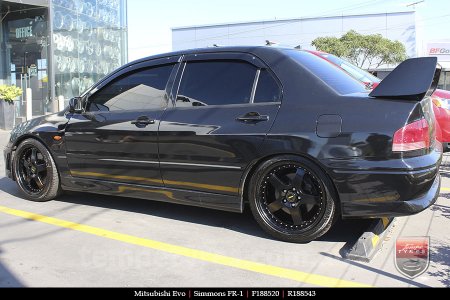 18x8.5 18x9.5 Simmons FR-1 Satin Black on Mitsubishi Evolution