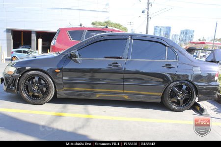 18x8.5 18x9.5 Simmons FR-1 Satin Black on Mitsubishi Evolution