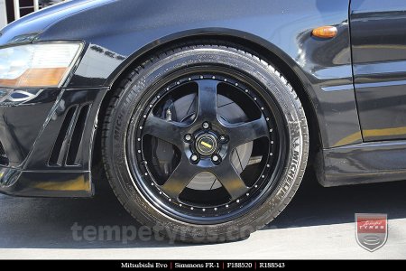 18x8.5 18x9.5 Simmons FR-1 Satin Black on Mitsubishi Evolution