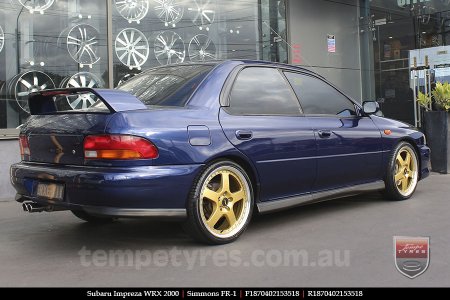 18x7.0 18x8.5 Simmons FR-1 Gold on SUBARU IMPREZA