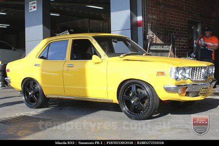 18x7.0 18x8.5 Simmons FR-1 Satin Black on MAZDA RX3