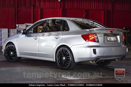 18x8.0 Lenso Como Black on SUBARU IMPREZA