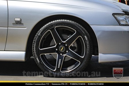 18x8.0 18x9.0 Simmons FR-CS Matte Black Chamfer Edge on HOLDEN COMMODORE VZ