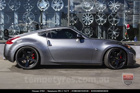 20x8.5 20x10 Simmons FR-C Satin Black NCT on NISSAN 370Z