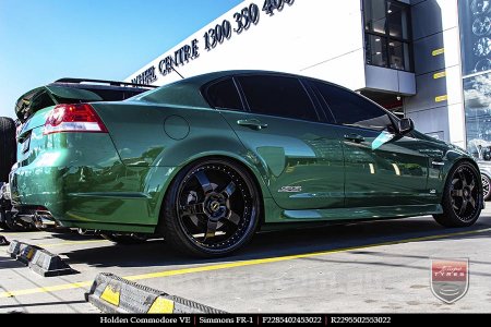 22x8.5 22x9.5 Simmons FR-1 Full Gloss Black on HOLDEN COMMODORE VE