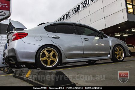 18x8.5 18x9.5 Simmons FR-1 Gold on SUBARU WRX