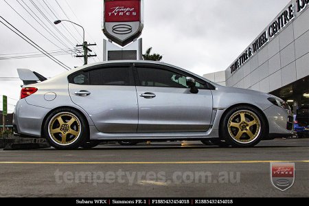 18x8.5 18x9.5 Simmons FR-1 Gold on SUBARU WRX