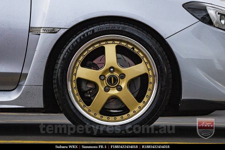 18x8.5 18x9.5 Simmons FR-1 Gold on SUBARU WRX