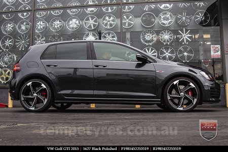 19x8.5 5627 Black Polished on VW GOLF GTI