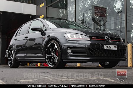 19x8.5 5627 Black Polished on VW GOLF GTI