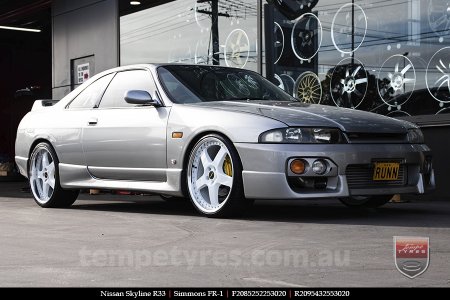 20x8.5 20x9.5 Simmons FR-1 White on NISSAN SKYLINE