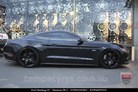 22x9.5 Simmons FR-C Full Satin Black NCT on FORD MUSTANG