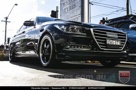 19x8.5 19x9.5 Simmons FR-1 Gloss Black on HYUNDAI GENESIS