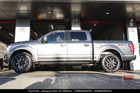 20x9.0 Simmons MAX X11 BKWAA on FORD F150