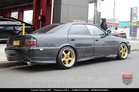 18x8.5 18x9.5 Simmons FR-1 Gold on TOYOTA CHASER