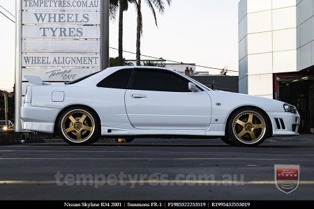 19x8.5 19x9.5 Simmons FR-1 Gold on NISSAN SKYLINE