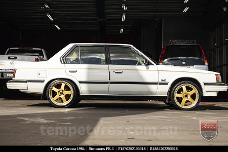 18x7.0 18x8.5 Simmons FR-1 Gold on TOYOTA CORONA