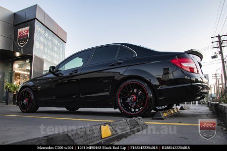 18x8.5 1261 MESH63 Black Red Lip on MERCEDES C-Class