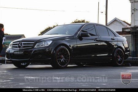 18x8.5 1261 MESH63 Black Red Lip on MERCEDES C-Class