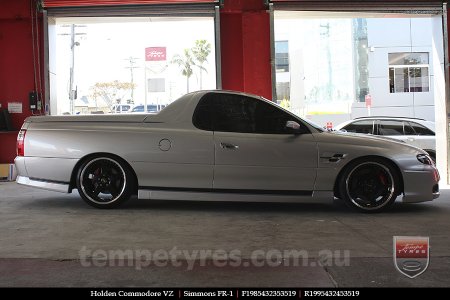 19x8.5 19x9.5 Simmons FR-1 Gloss Black on HOLDEN COMMODORE VZ