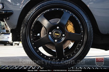 18x7.0 18x8.5 Simmons FR-1 Satin Black on MAZDA 1000 