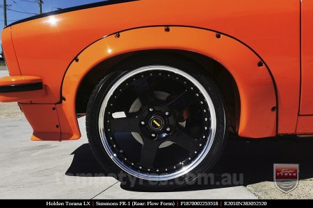 18x7.0 18x8.5 Simmons FR-1 Gloss Black on HOLDEN TORANA