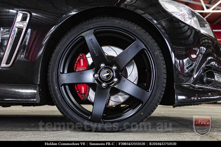 20x8.5 20x10 Simmons FR-C Satin Black NCT on HOLDEN COMMODORE VE