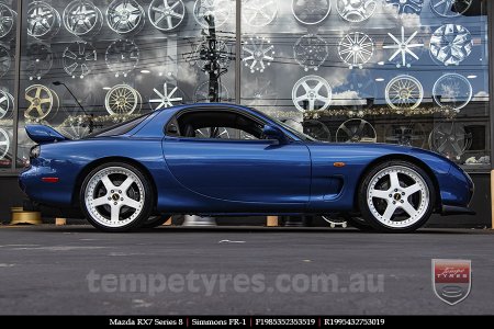 19x8.5 19x9.5 Simmons FR-1 White on MAZDA RX7