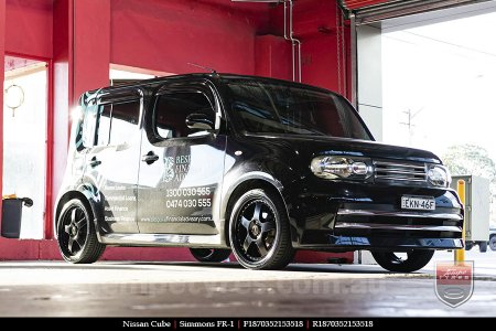 18x7.0 18x8.5 Simmons FR-1 Satin Black on NISSAN CUBE