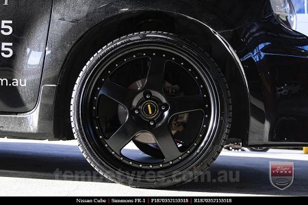 18x7.0 18x8.5 Simmons FR-1 Satin Black on NISSAN CUBE