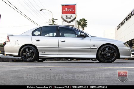 18x8.5 18x9.5 Simmons FR-1 Satin Black on HOLDEN COMMODORE VY