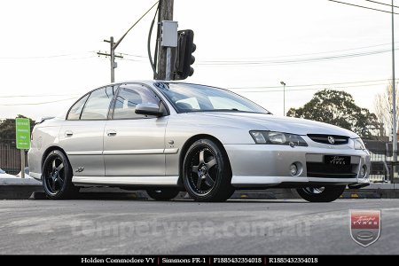 18x8.5 18x9.5 Simmons FR-1 Satin Black on HOLDEN COMMODORE VY