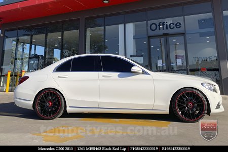 19x8.5 1261 MESH63 Black Red Lip on MERCEDES C-Class