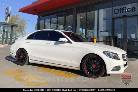 19x8.5 1261 MESH63 Black Red Lip on MERCEDES C-Class