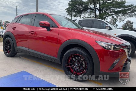 17x7.5 SC Racing LS2100 Black Red on Mazda CX3