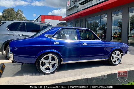 18x7.0 18x8.5 Simmons FR-1 Silver on Mazda RX4