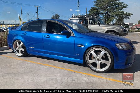 22x8.5 22x9.5 Simmons FR-1 Silver on Holden Commodore VF