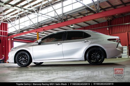 19x8.5 Starcorp Racing SR01 Satin Black on Toyota Camry