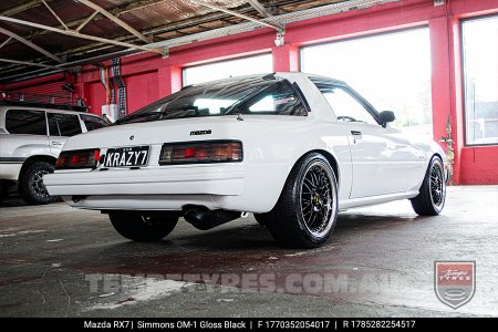 17x7.0 17x8.5 Simmons OM-1 Gloss Black on Mazda RX7